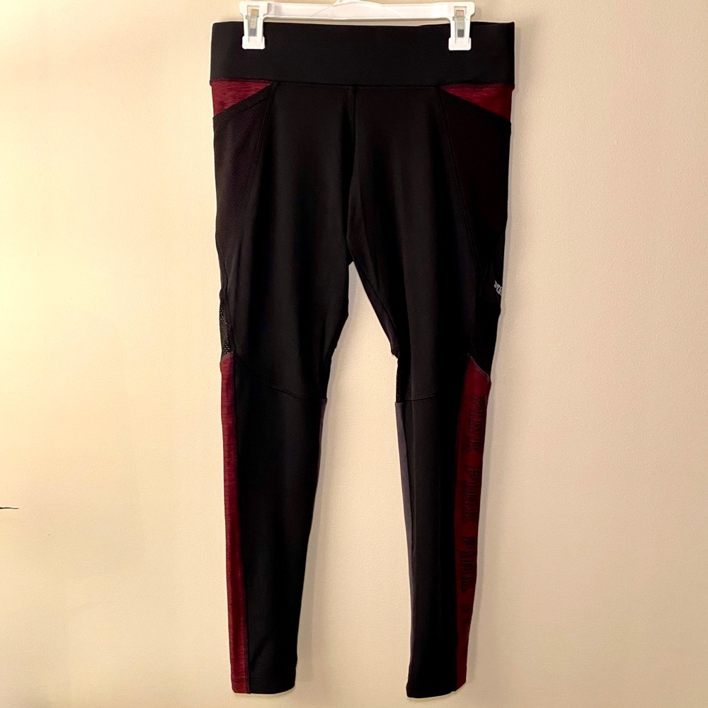 PINK Leggings with Mesh/Maroon/Grey Accents